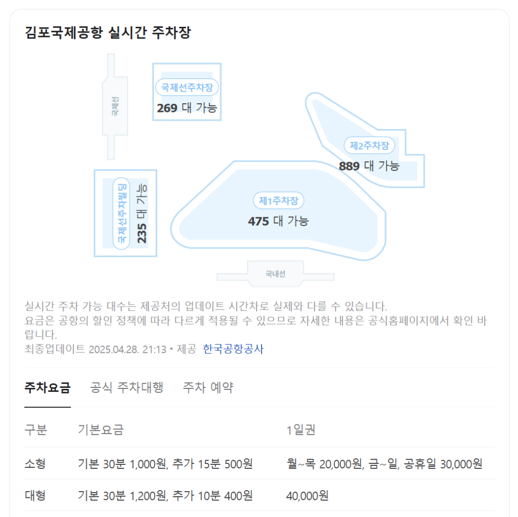 김포공항 실시간 주차장 사진